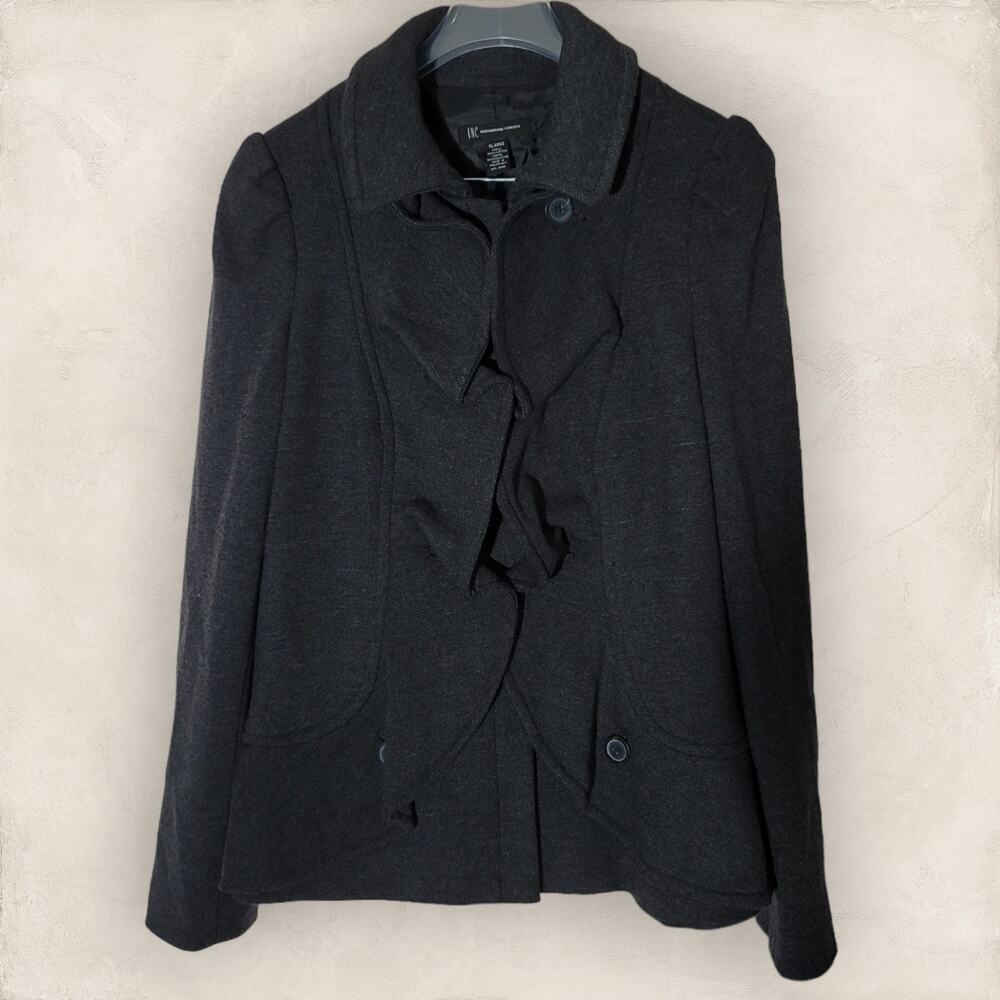Y2K INC International Concepts Grey Ruffle Jacket Size X-Large